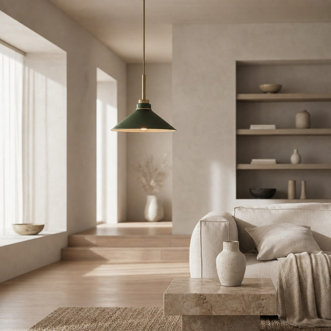Aurenza Modern Farmhouse Pendant Light - Adjustable Shade for Warm Ambiance