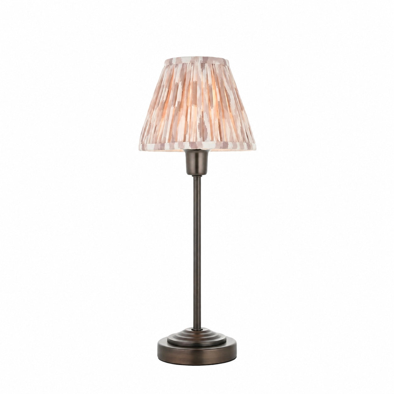 Bronzuno Patterned Fabric Table Lamp - Brass or Bronze Finish Modern-Bohemian Bedside & Living Space Light