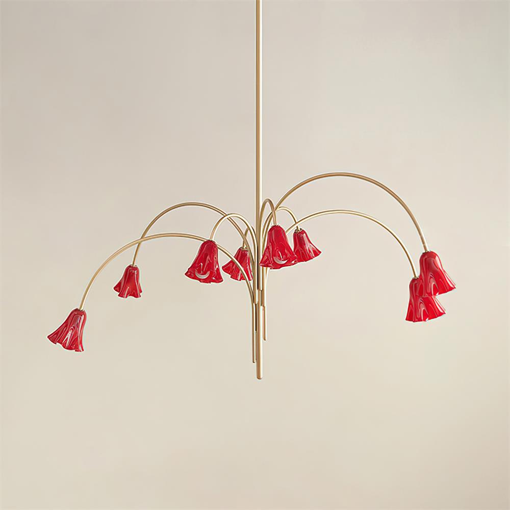 Bellina Modern Romantic Chandelier - Botanical Lily Design with Glass Flowers