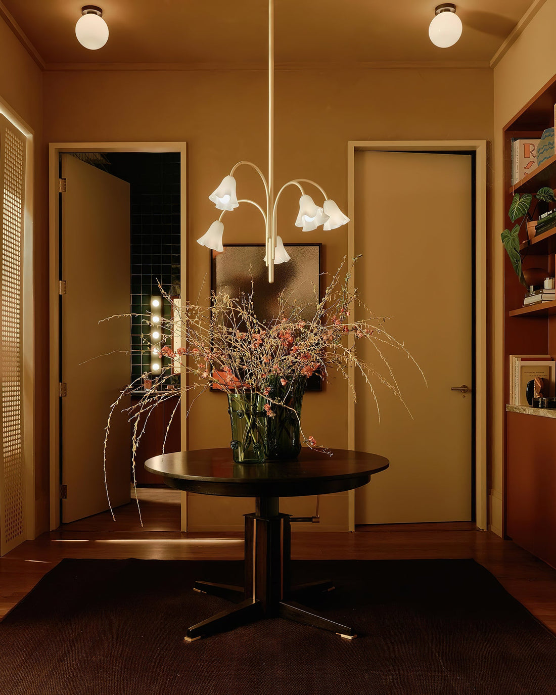 Bellina Modern Romantic Chandelier - Botanical Lily Design with Glass Flowers