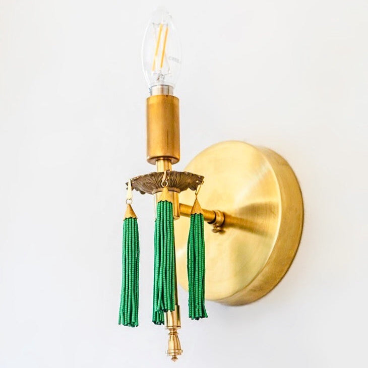 Romantic Victorian Brass Wall Sconce - Accent Light With Tassels