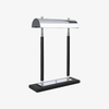 Black leather-wrapped double-column table lamp