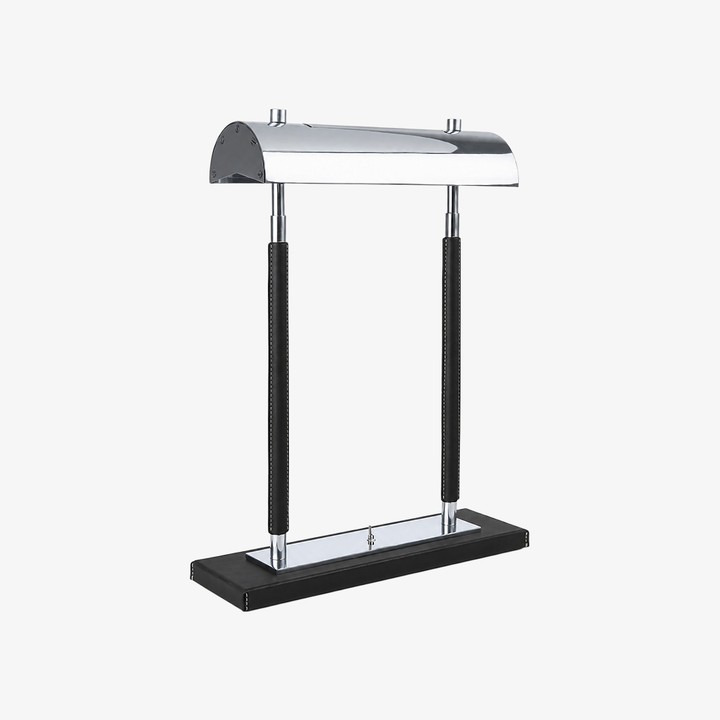 Black leather-wrapped double-column table lamp