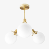 Glorica Glass Chandelier - Brass Globe Ceiling Light with Opal Shade