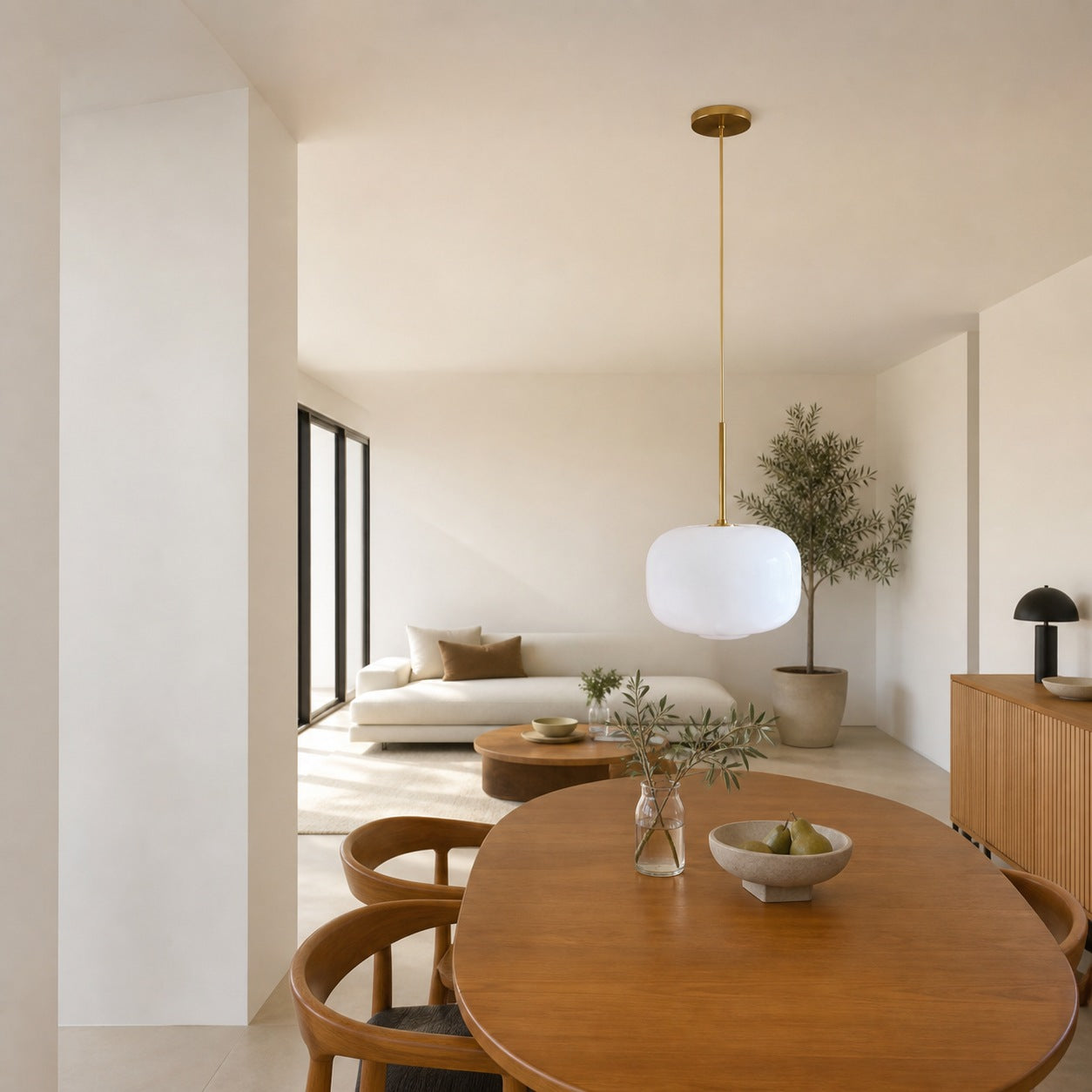 Lumivelle Pebble Pendant Light - Adjustable Glass Shade - Modern Lighting
