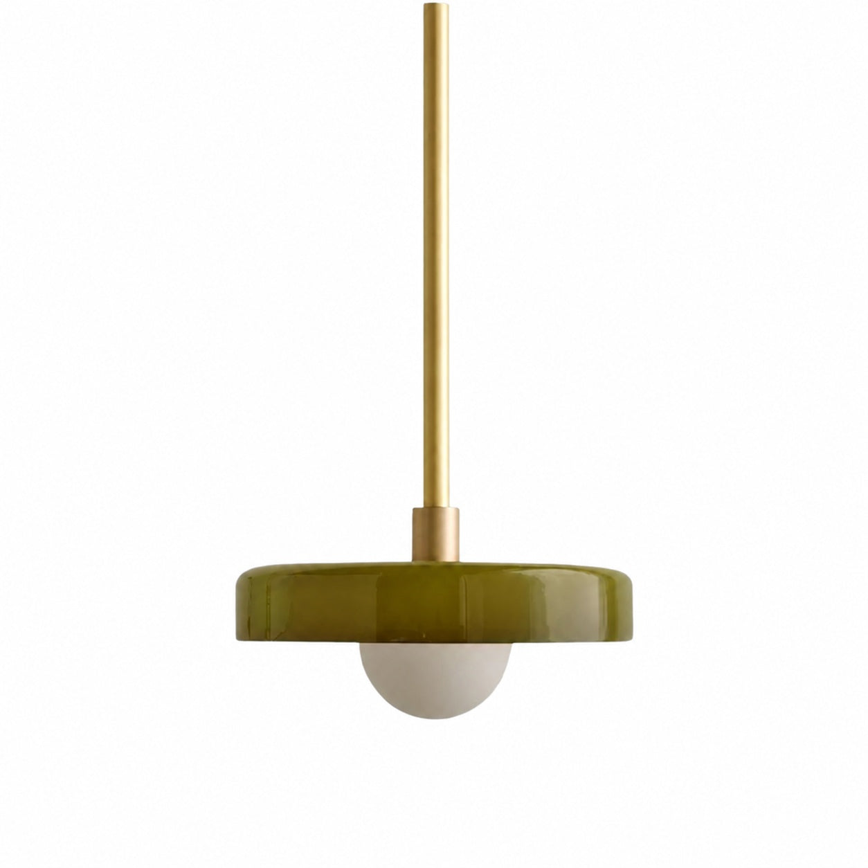 Kalo Modern Pendant Light - Sleek Metal Rod and Disc Orb Glass Design