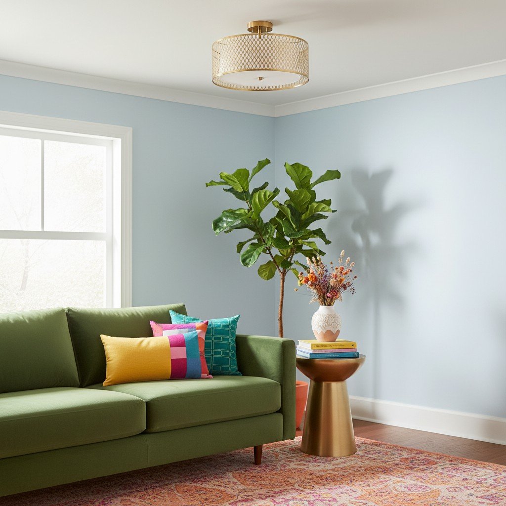 Liorin Geometric Mesh 3‑Light Flush Ceiling Light - Mesh Metal Frosted Glass Lamp for Living Room or Hallway