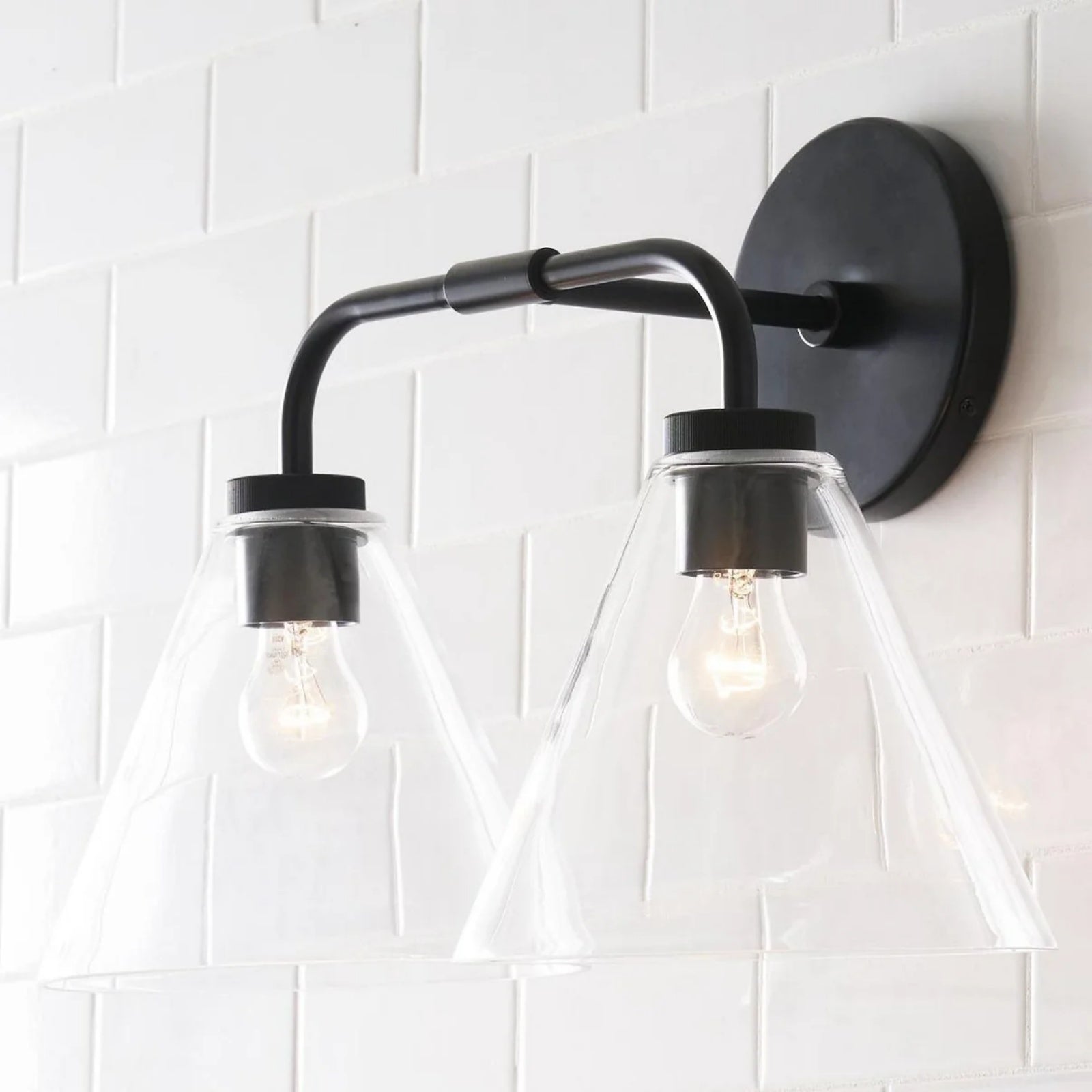 Korvi Iron Tapered Sconce Light - Wall Fixture in Black or Brass