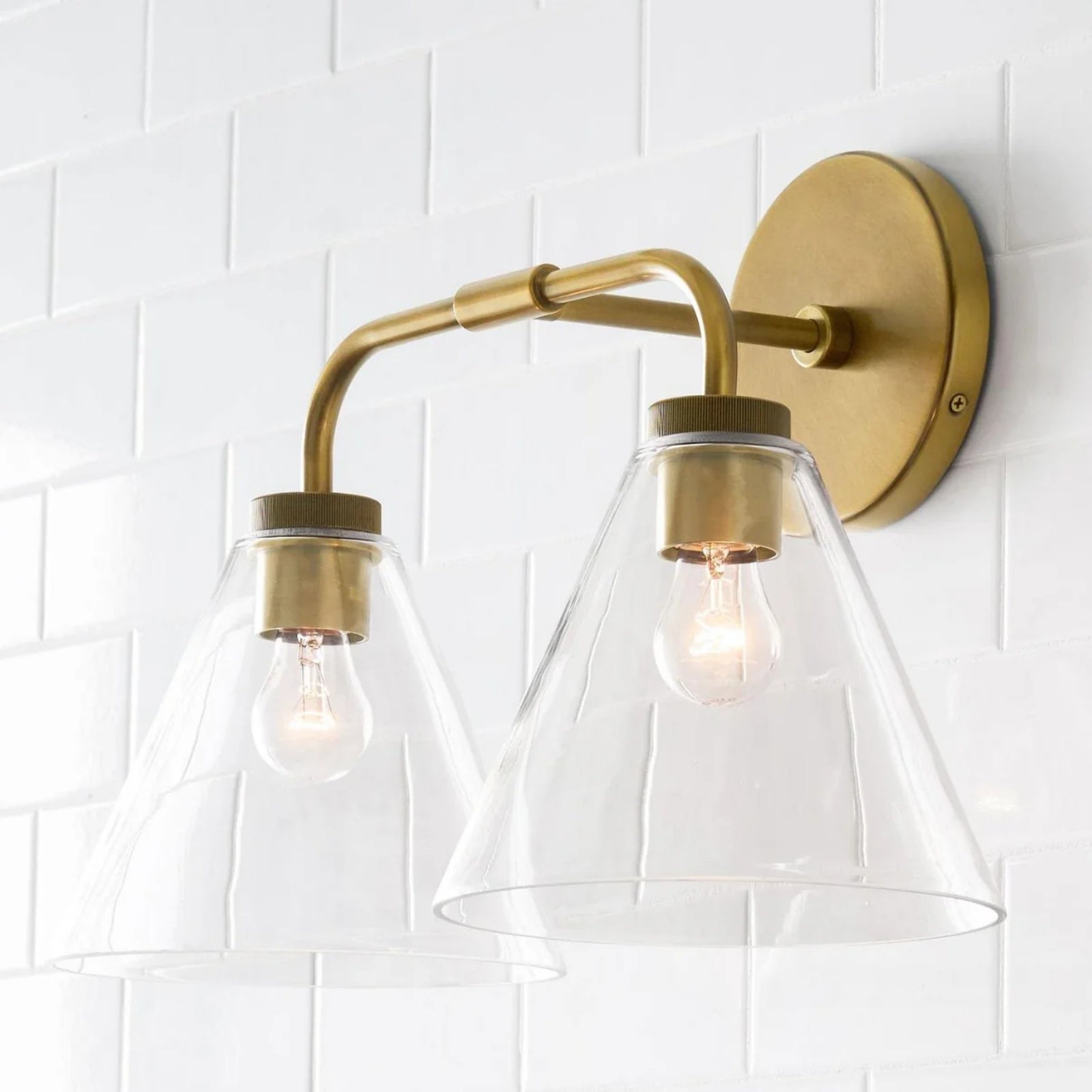 Korvi Iron Tapered Sconce Light - Wall Fixture in Black or Brass