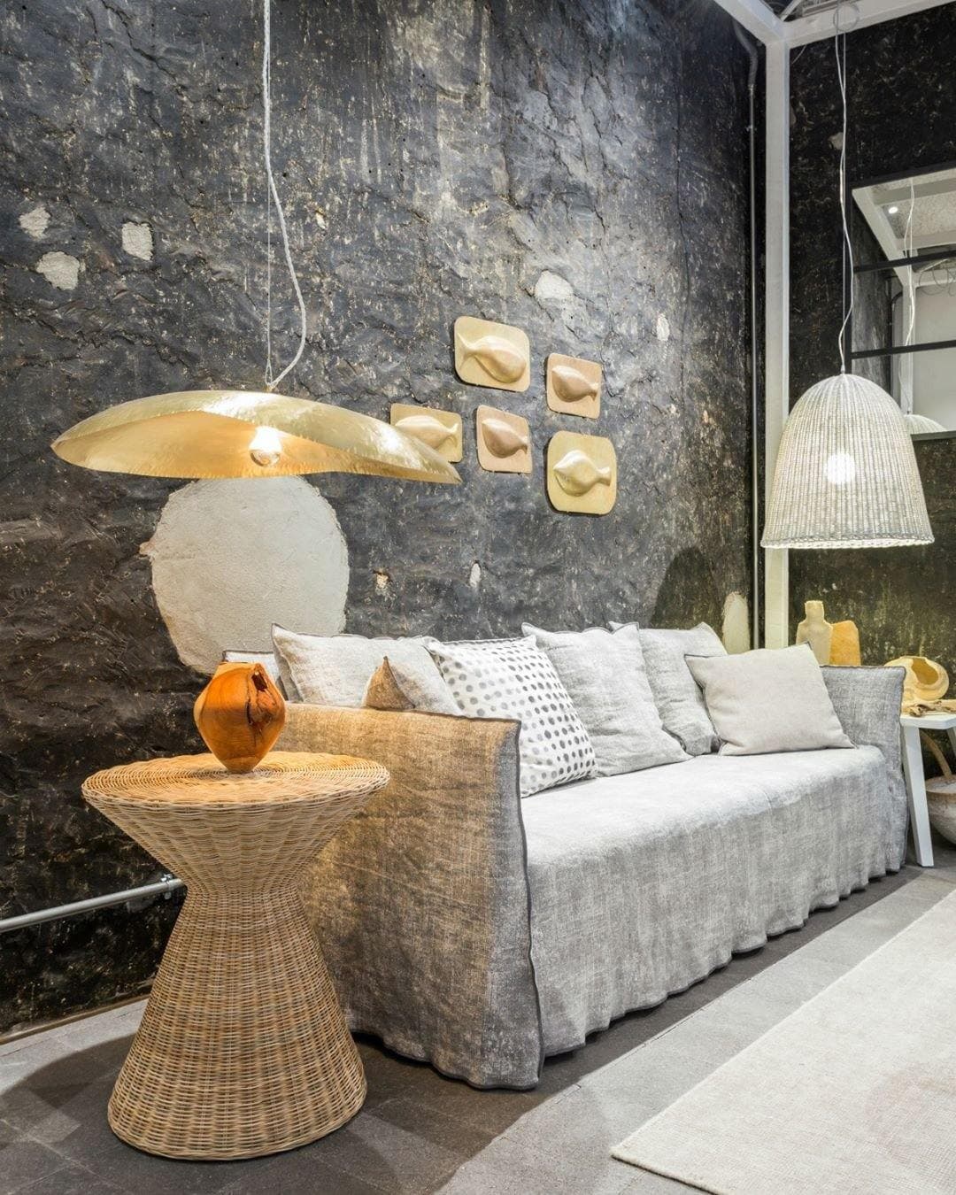 Hammered Brass Suspension Light