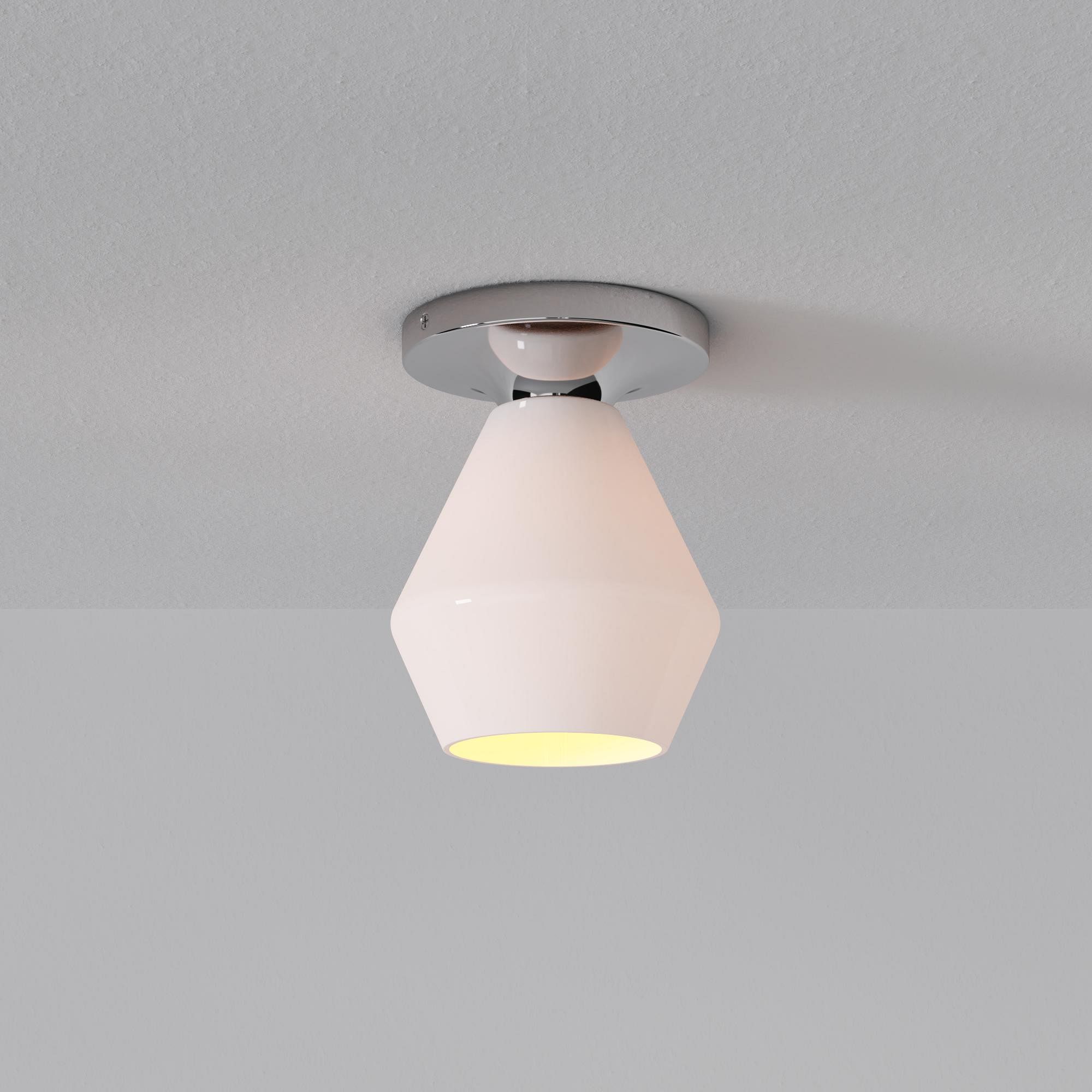 Merin Minimalist Sleek Geometric Glass Flushmount Light