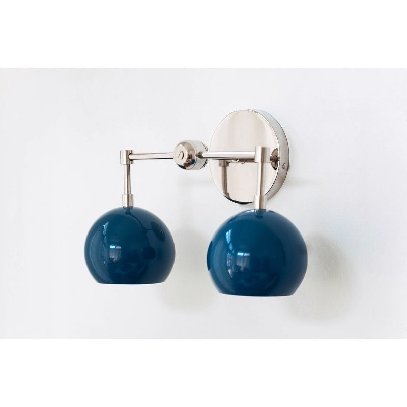 Navy Wall Light - Double Ball Bath Vanity Mirror Wall Sconce