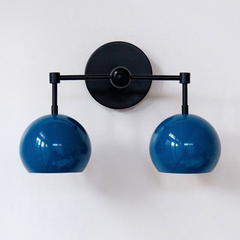 Navy Wall Light - Double Ball Bath Vanity Mirror Wall Sconce