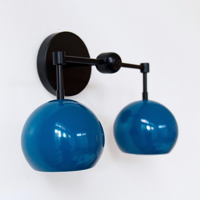 Navy Wall Light - Double Ball Bath Vanity Mirror Wall Sconce