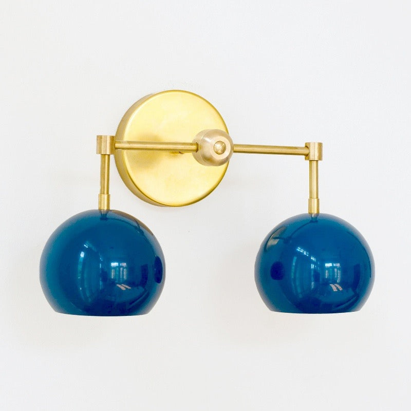 Navy Loa Wall Light - Double Ball Bath Vanity Mirror Wall Sconce