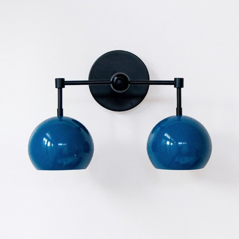 Navy Wall Light - Double Ball Bath Vanity Mirror Wall Sconce