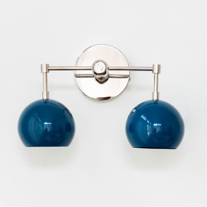 Navy Wall Light - Double Ball Bath Vanity Mirror Wall Sconce