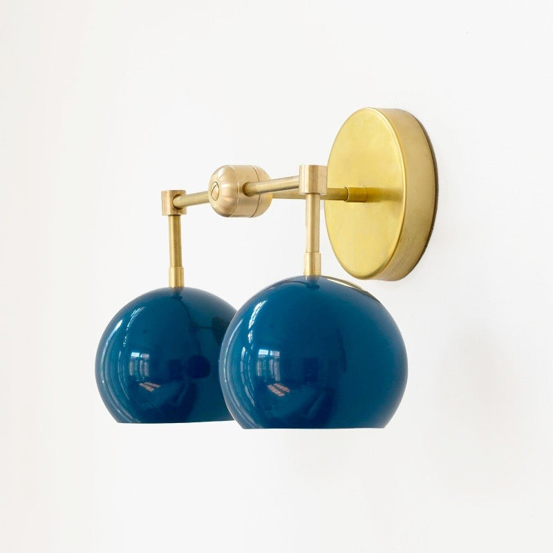 Navy Wall Light - Double Ball Bath Vanity Mirror Wall Sconce