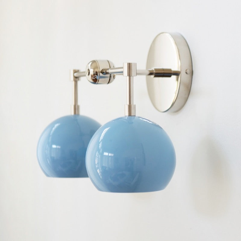 Navy Wall Light - Double Ball Bath Vanity Mirror Wall Sconce