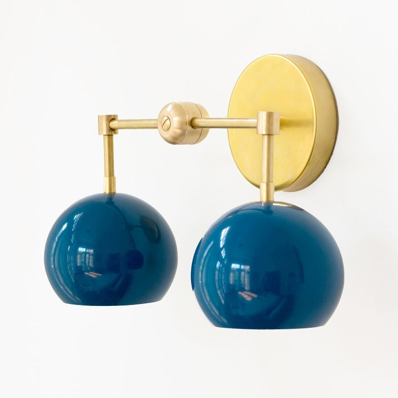 Navy Wall Light - Double Ball Bath Vanity Mirror Wall Sconce