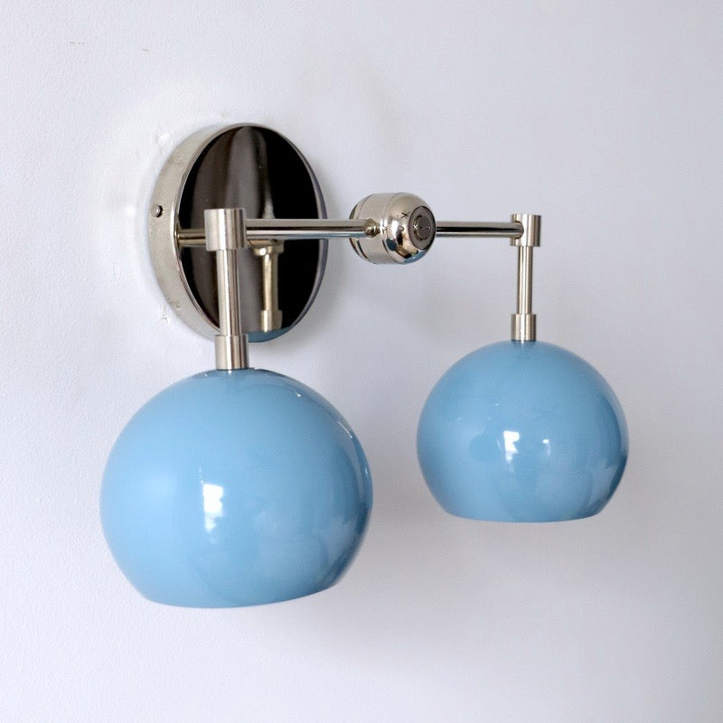 Navy Wall Light - Double Ball Bath Vanity Mirror Wall Sconce
