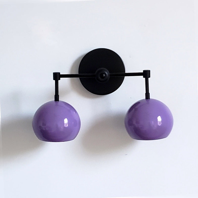 Orchid Shades Sconce - Double Ball Gloss Purple Bath Wall Light