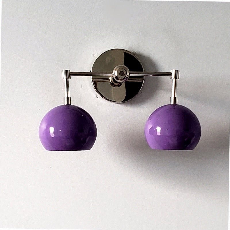 Orchid Shades Sconce - Double Ball Gloss Purple Bath Wall Light