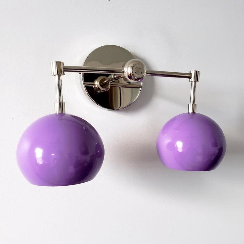 Orchid Shades Sconce - Double Ball Gloss Purple Bath Wall Light