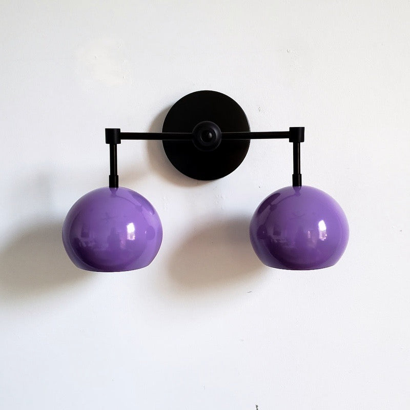 Orchid Shades Loa Sconce - Double Ball Gloss Purple Bath Wall Light