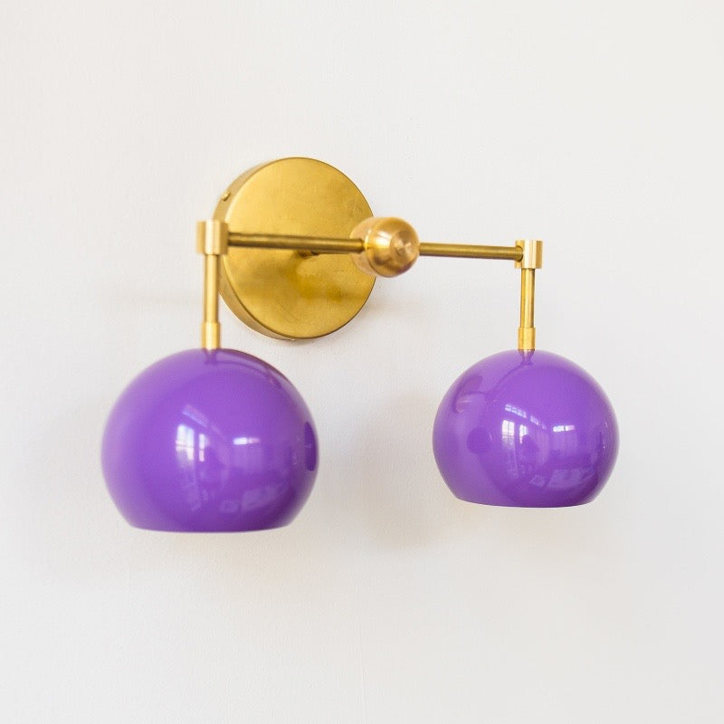 Orchid Shades Loa Sconce - Double Ball Gloss Purple Bath Wall Light