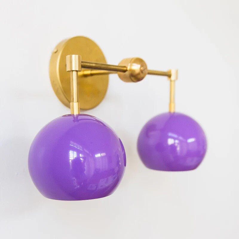Orchid Shades Sconce - Double Ball Gloss Purple Bath Wall Light