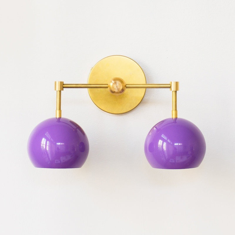 Orchid Shades Loa Sconce - Double Ball Gloss Purple Bath Wall Light