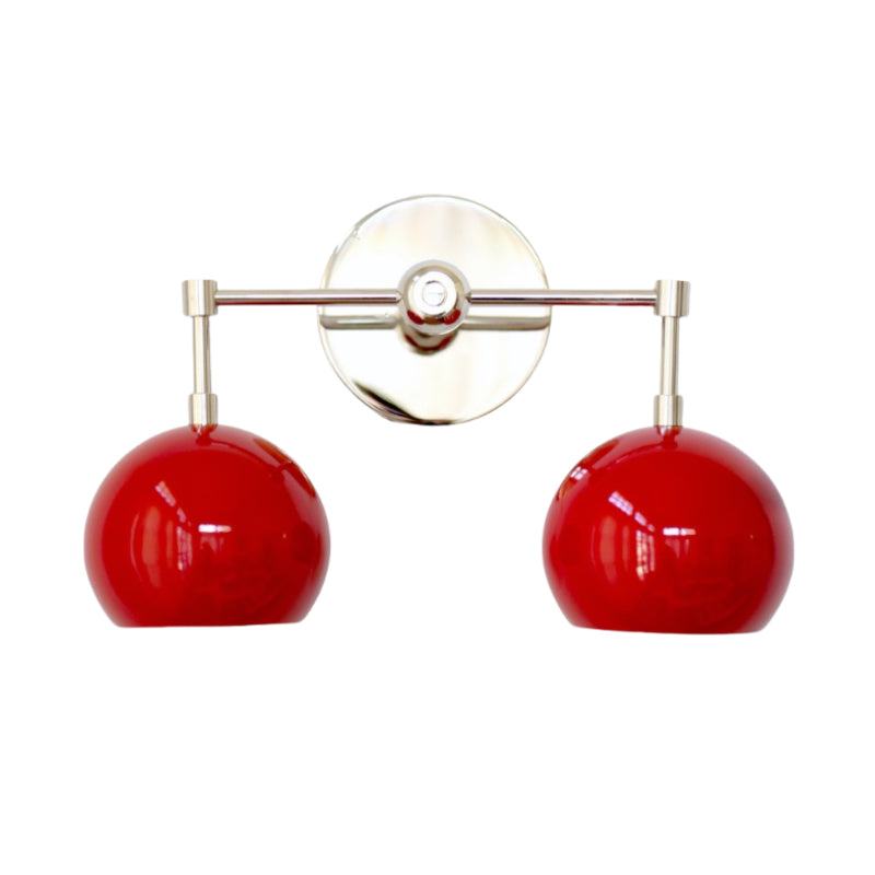 Red Wall Sconce - Double Ball Shades Bathroom Wall Light