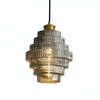 Vintage Striped Glass Pendant Light – Nordic Pleated Bottle Shade Lamp