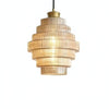 Vintage Striped Glass Pendant Light – Nordic Pleated Bottle Shade Lamp