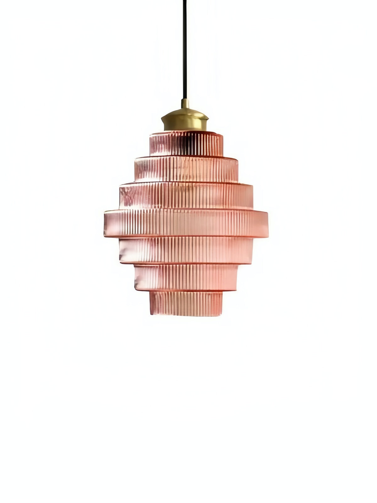 Vintage Striped Glass Pendant Light – Nordic Pleated Bottle Shade Lamp