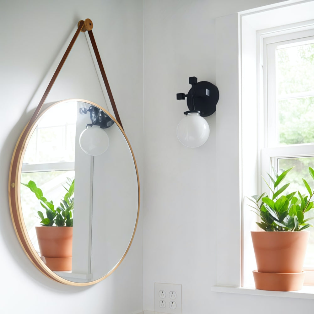 Minimalist Versatile Gold Wall Sconce With White Glass Globe