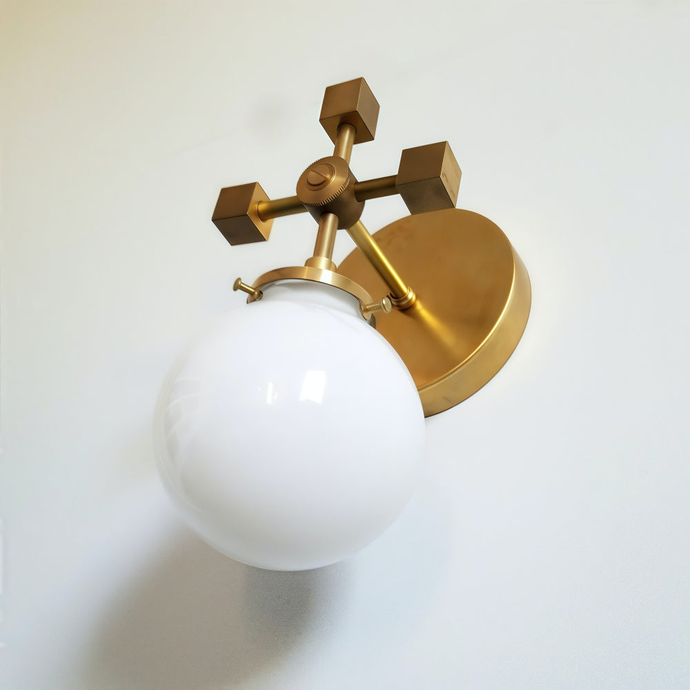 Minimalist Versatile Gold Wall Sconce With White Glass Globe