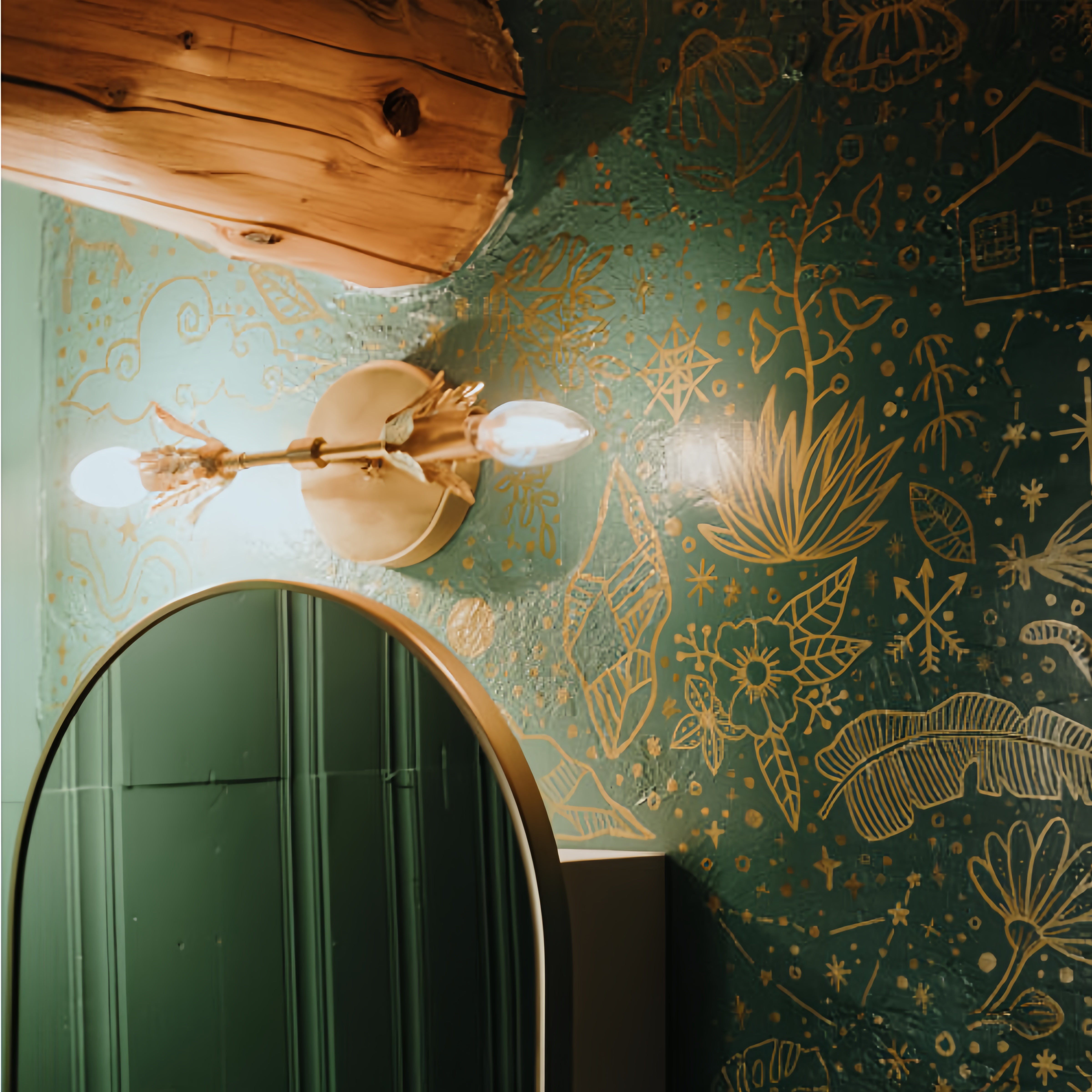 Romantic Polished Copper Wall Sconce - Modern Gilded Accent Light