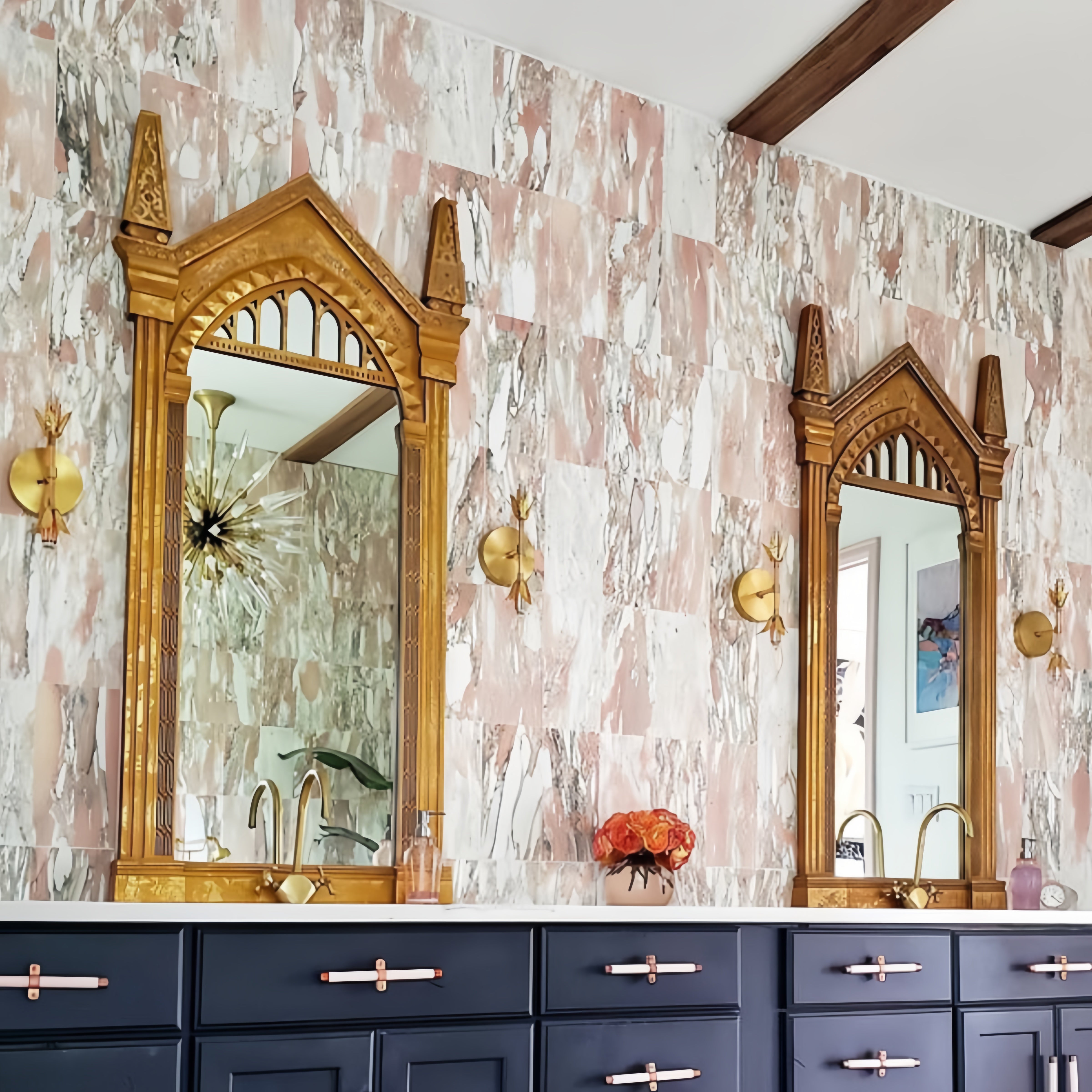 Romantic Polished Copper Wall Sconce - Modern Gilded Accent Light