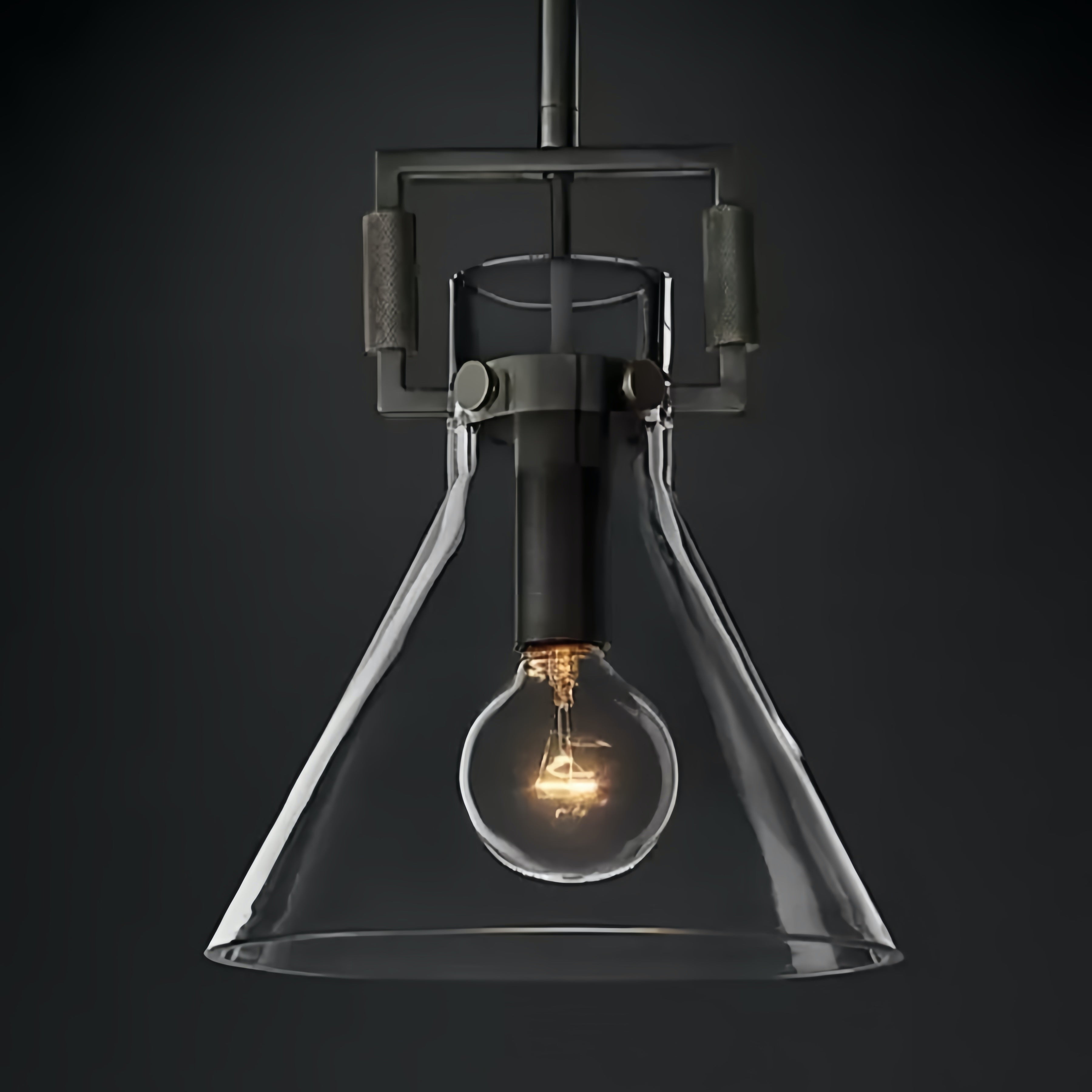 Machinist Glass Globe Pendant Light - Ball Clear Glass Lamp with Chain