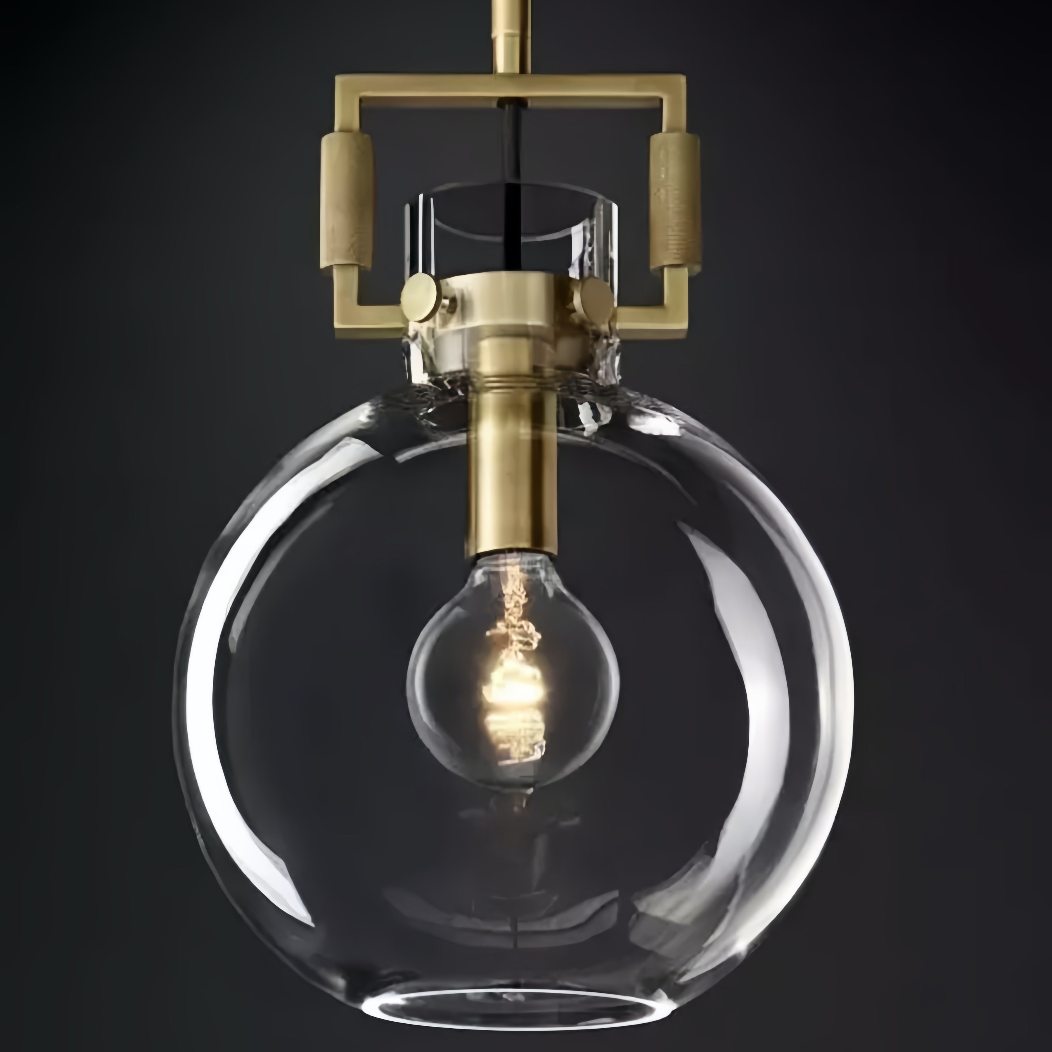 Machinist Glass Globe Pendant Light - Ball Clear Glass Lamp with Chain