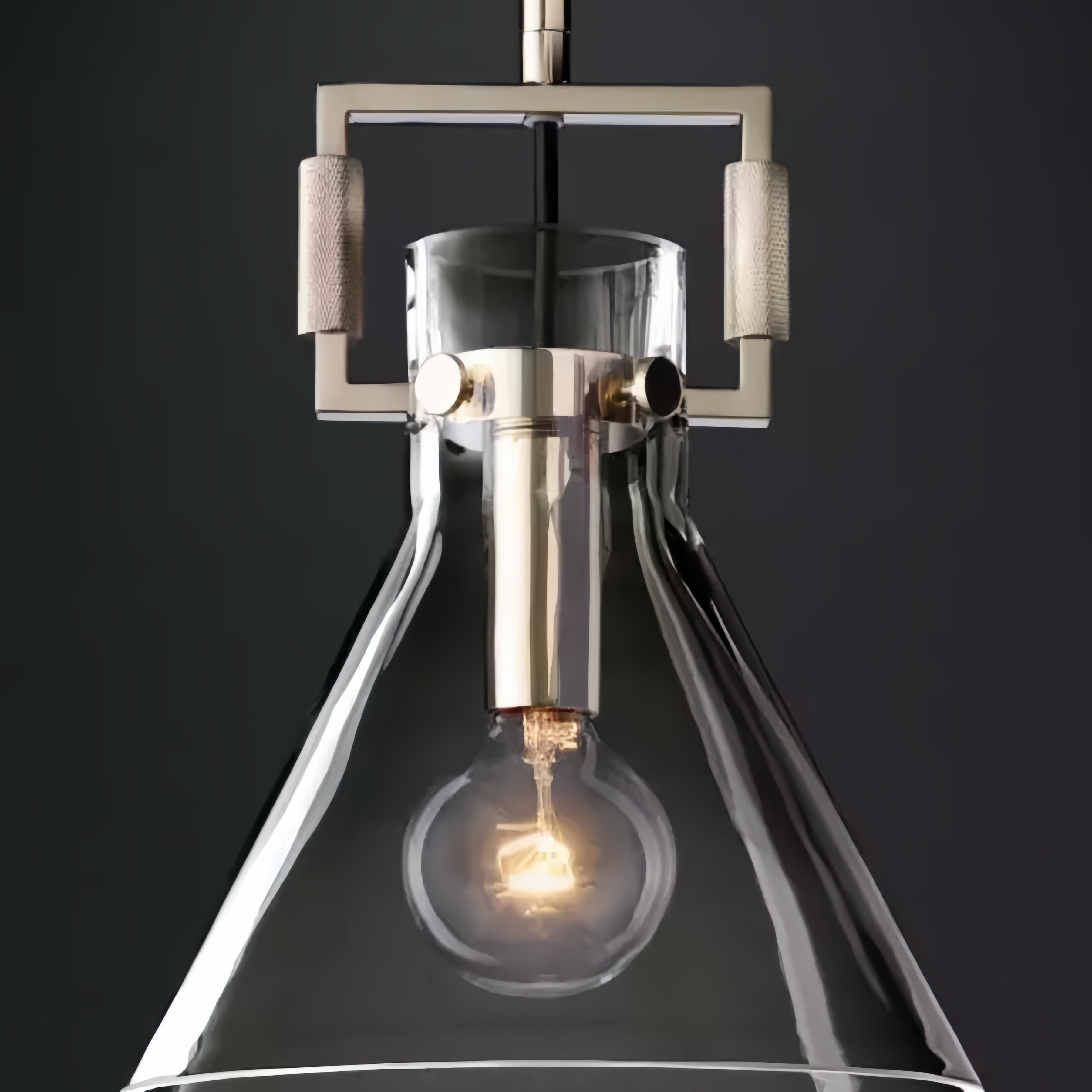 Machinist Glass Globe Pendant Light - Ball Clear Glass Lamp with Chain