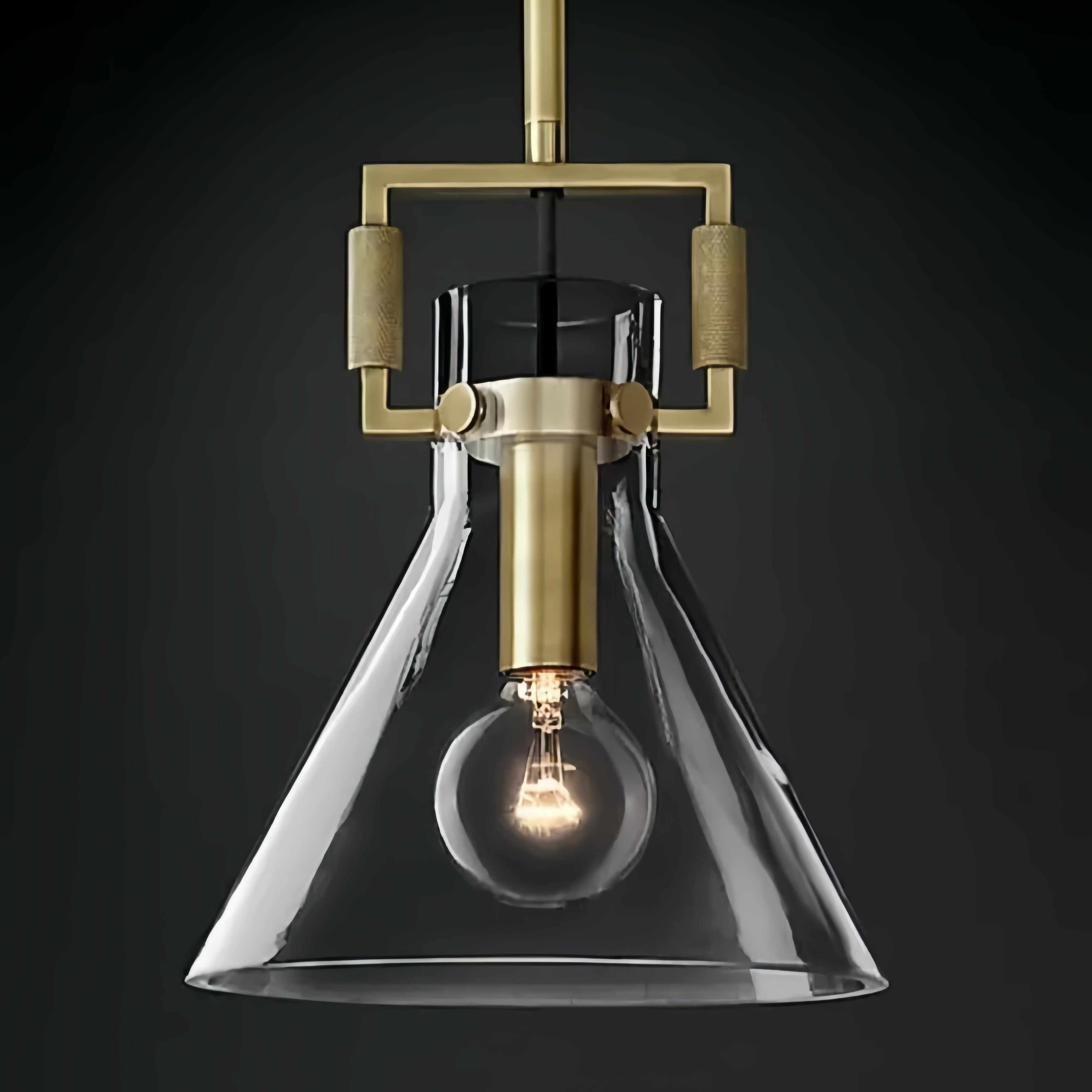 Machinist Glass Globe Pendant Light - Ball Clear Glass Lamp with Chain