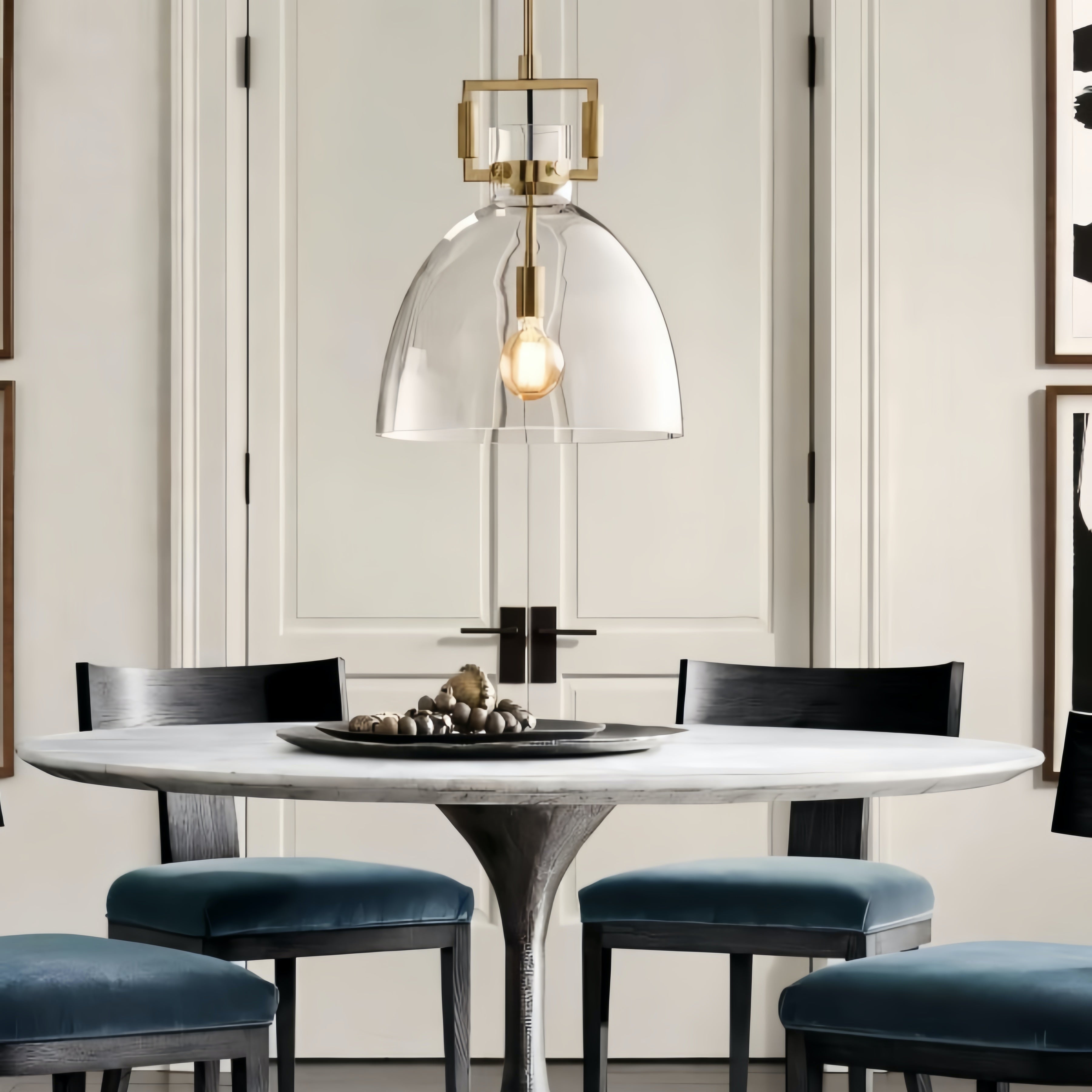 Machinist Glass Globe Pendant Light - Ball Clear Glass Lamp with Chain