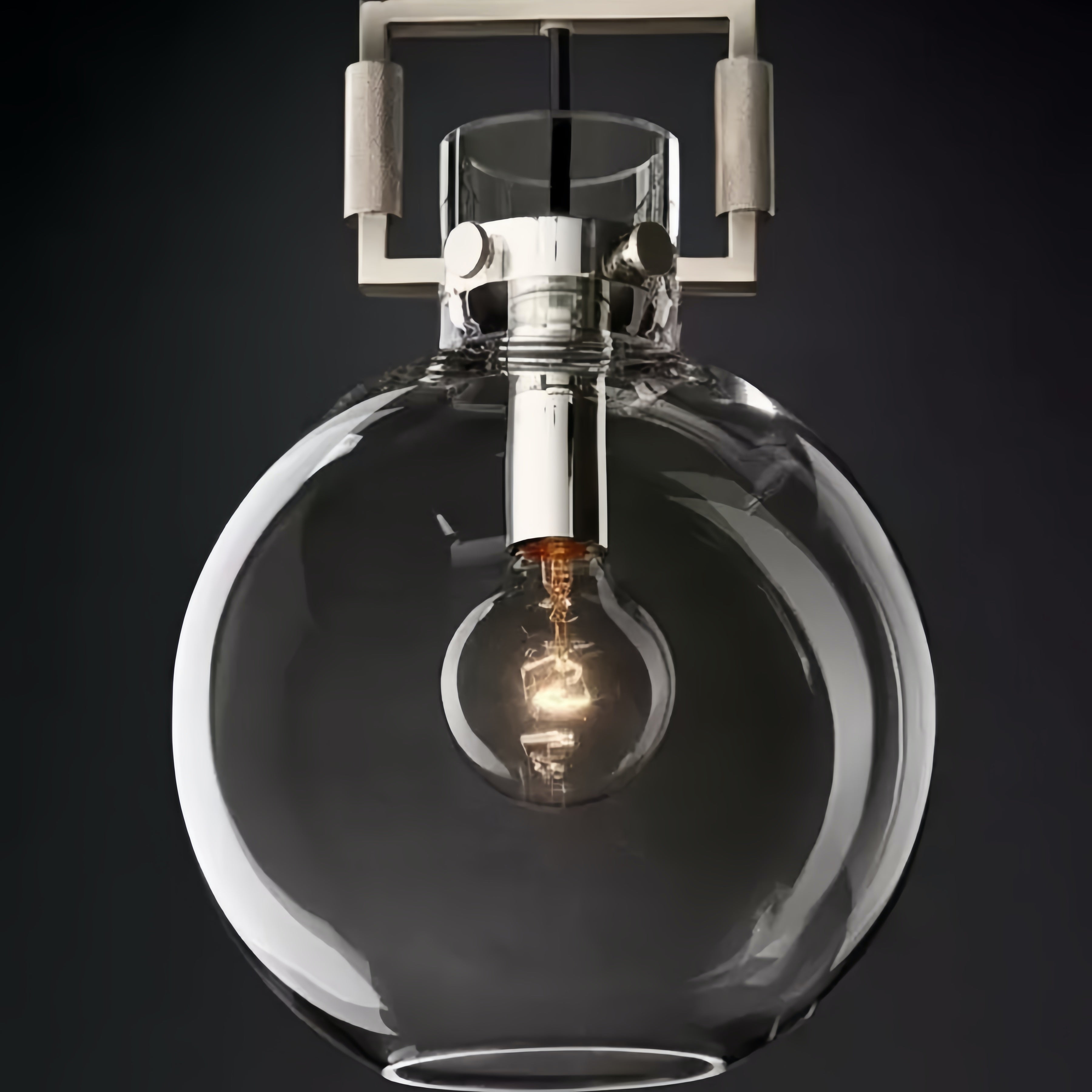 Machinist Glass Globe Pendant Light - Ball Clear Glass Lamp with Chain