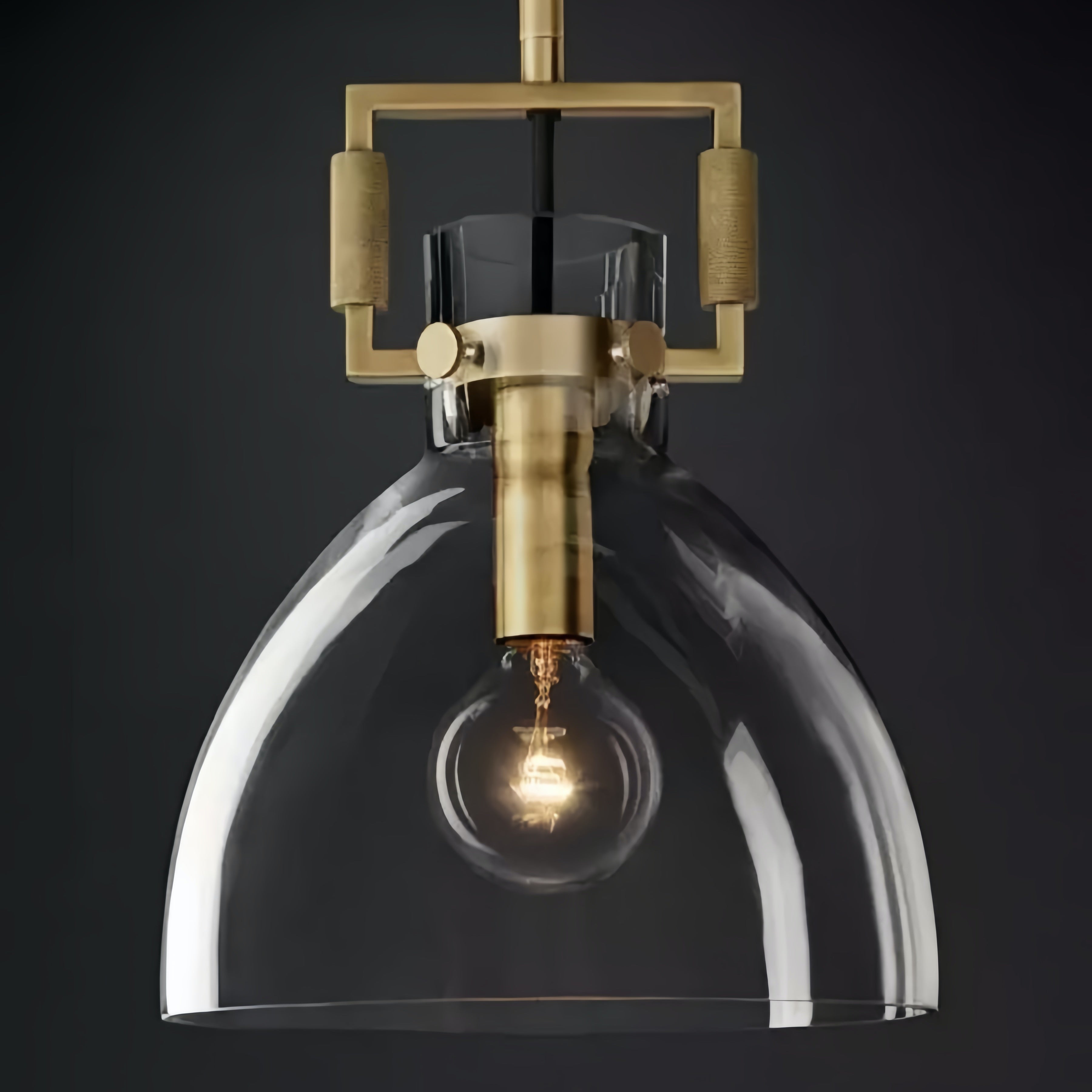 Machinist Glass Globe Pendant Light - Ball Clear Glass Lamp with Chain