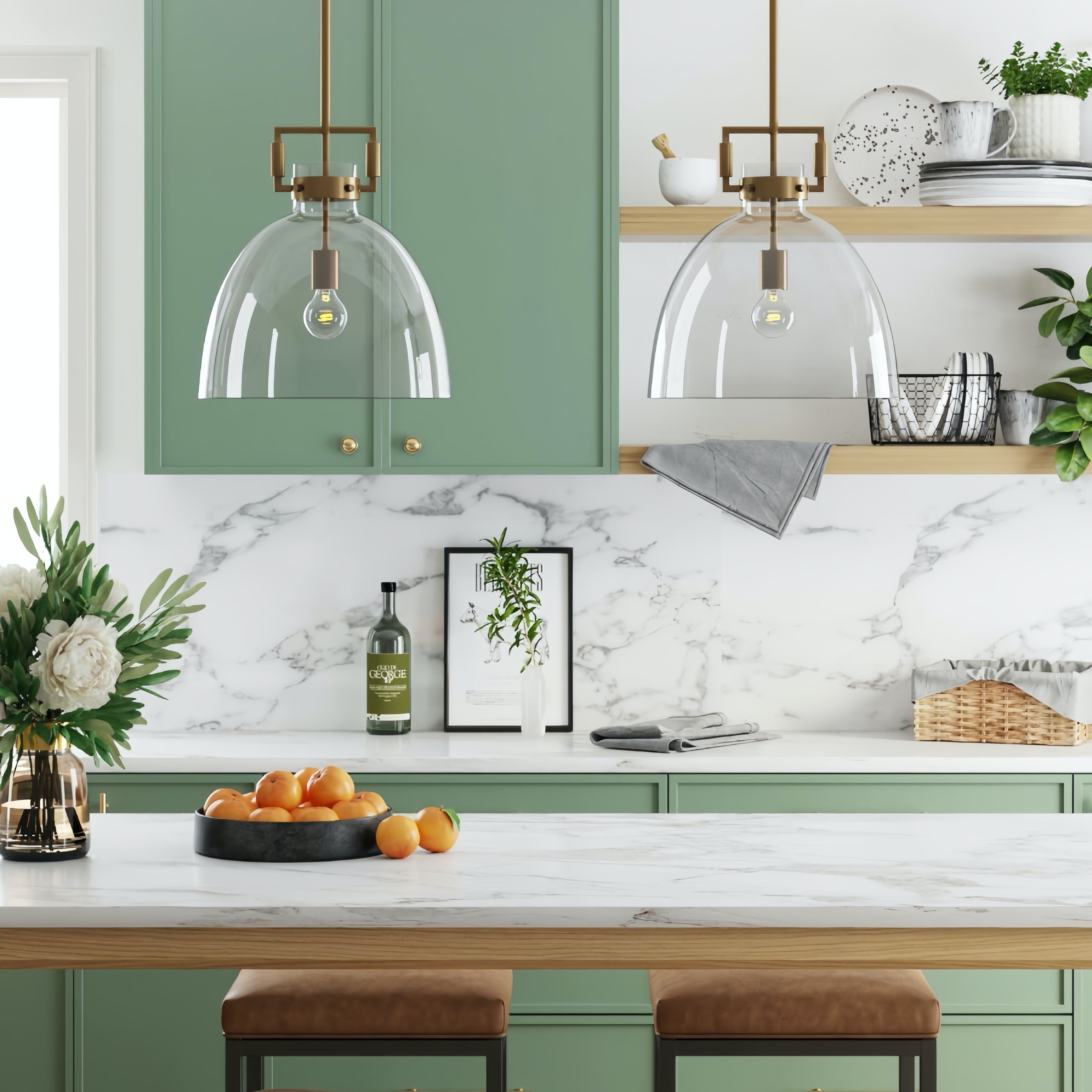 Machinist Glass Globe Pendant Light - Ball Clear Glass Lamp with Chain