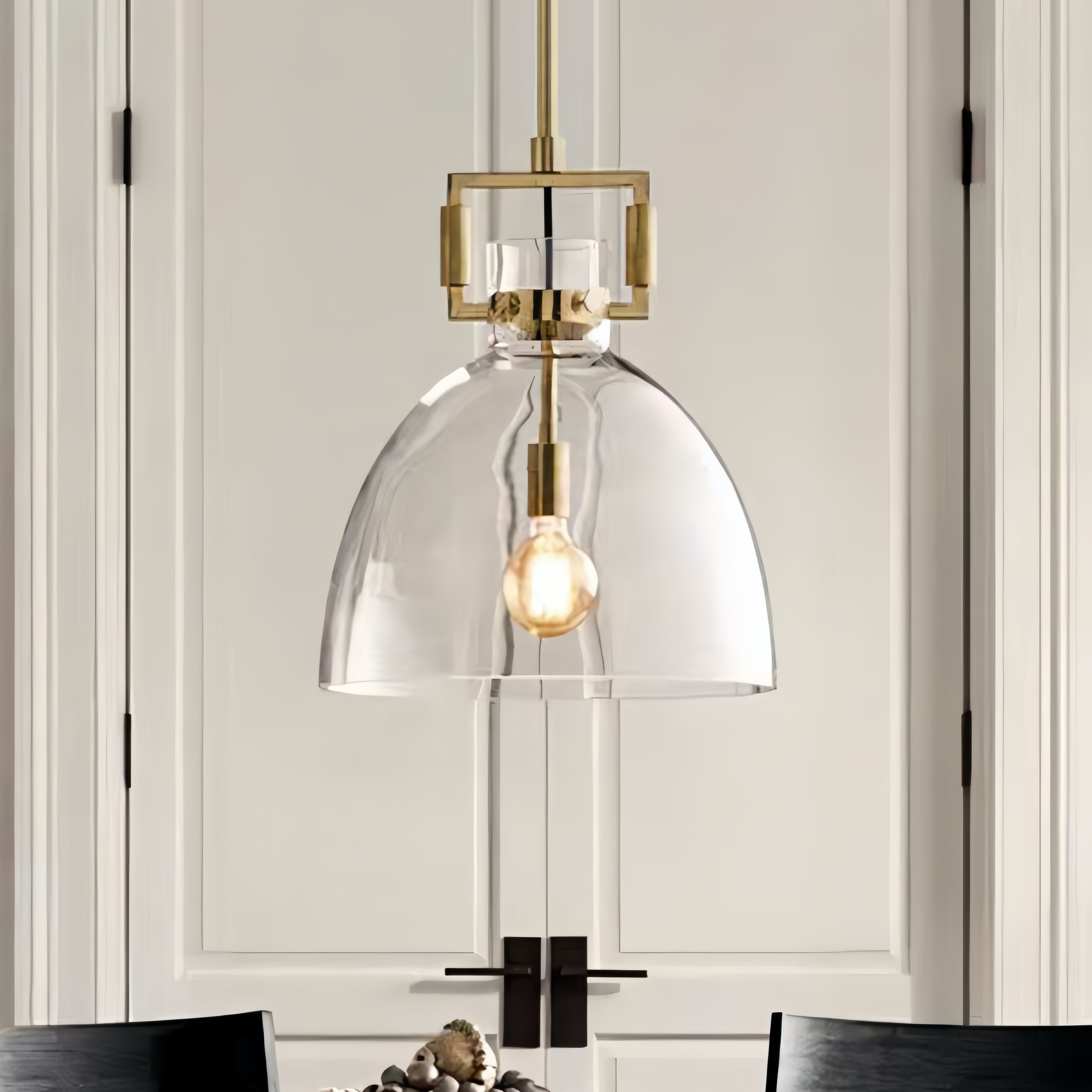 Machinist Glass Globe Pendant Light - Ball Clear Glass Lamp with Chain