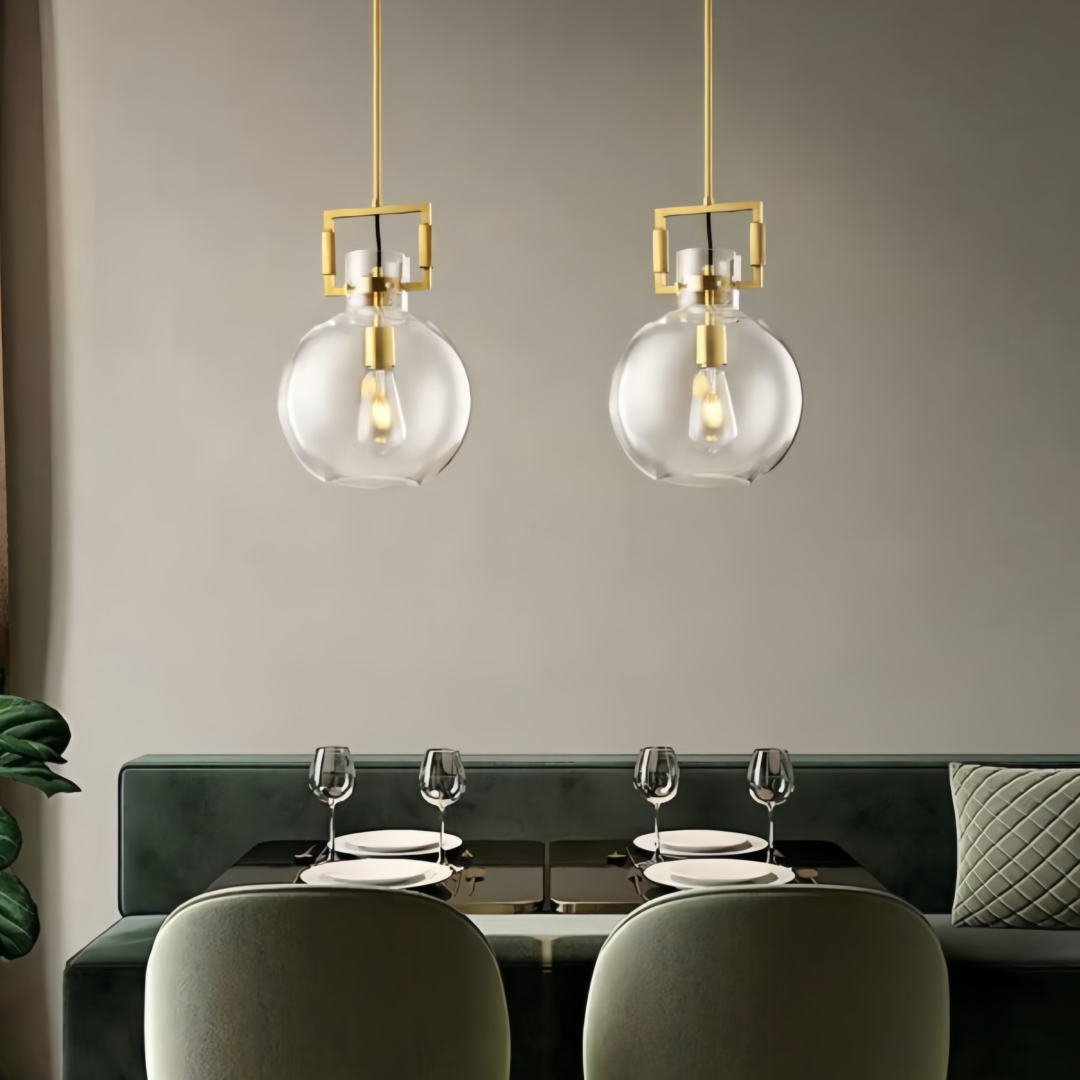 Machinist Glass Globe Pendant Light - Ball Clear Glass Lamp with Chain